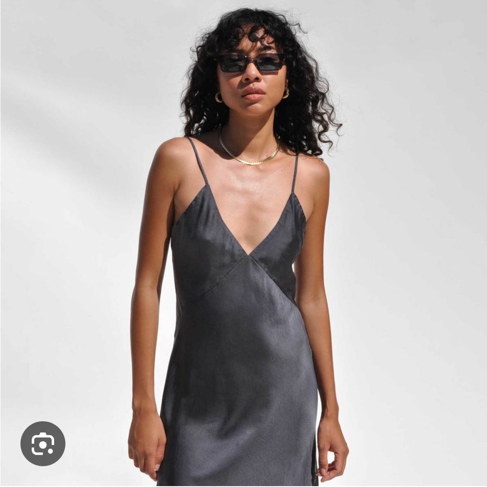 Fred Segal SVNR Silk Slip mini dress w Cynch Detail | Silver Smoke